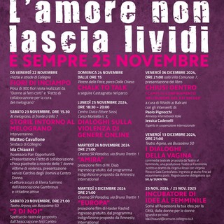 Collegno, da questa settimana &quot;L'amore non lascia lividi&quot;, il programma di eventi dedicati alla cultura del rispetto