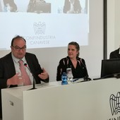 Tavolata dei relatori Confindustria Canavese: Bolatto, Ghiringhello, Viotti