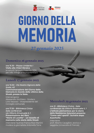 Giorno della Memoria, tutte le iniziative organizzate a Chieri