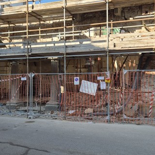 Il cantiere di piazza Ploto dopo il crollo