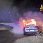 Bibiana, auto in fiamme in via Pinerolo: incolume il conducente