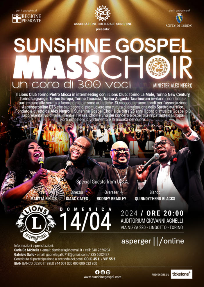 Musica e solidarietà nel concerto dell’Associazione Culturale Sunshine Masschoir