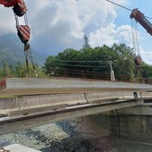 Usseglio, installato l'impalco del nuovo ponte sul Rio Venaus lungo la SP 32