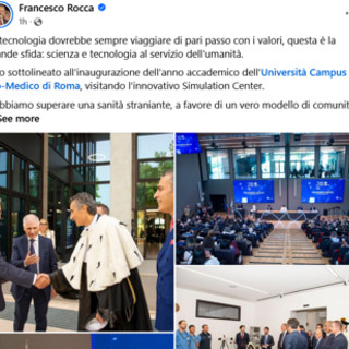 Rocca (Lazio): &quot;Campus biomedico sempre in grado di dare risposte a pazienti&quot;